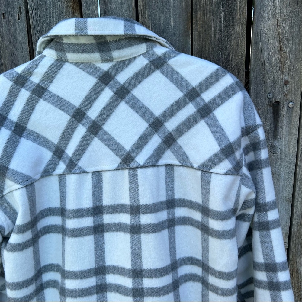 NWT Thread & Supply Plaid Shirt Jacket Grey White XS - Picture 11 of 16
